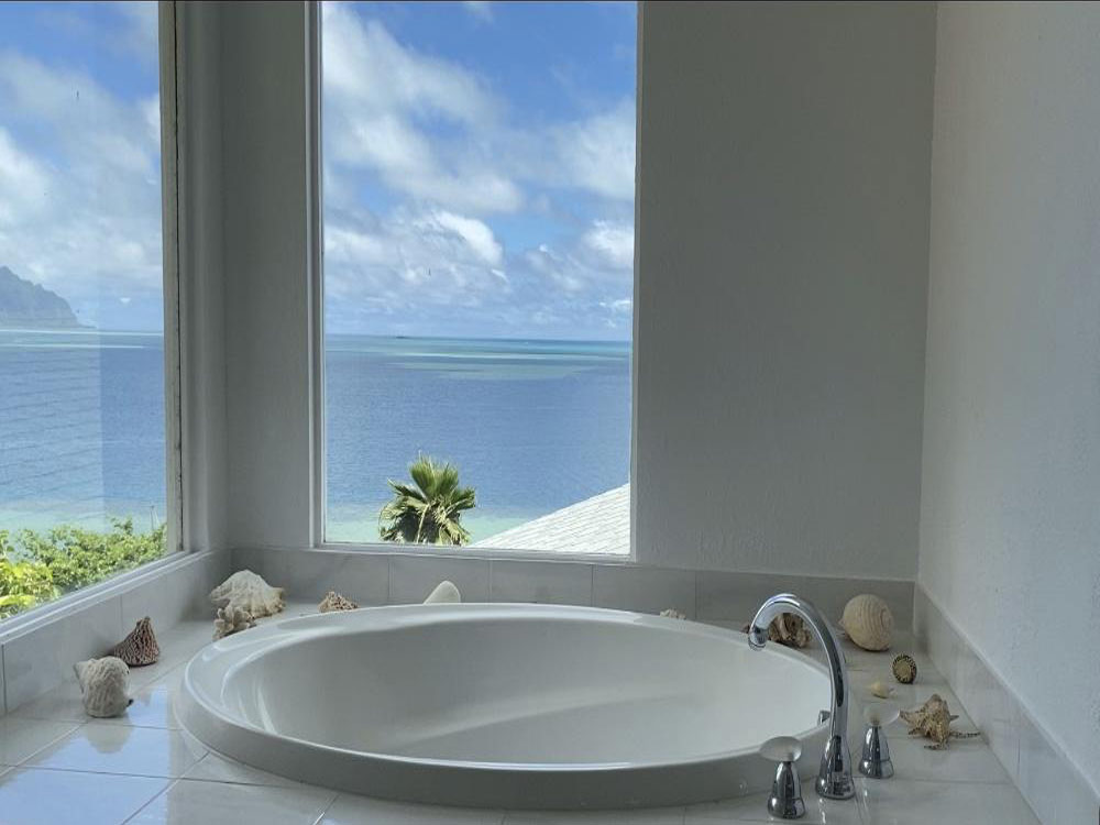 Lilipuna-Properties-Master-Bath-View oahu oceanfront vacation rental house